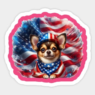 Patriotic Dogs of the United States of America - Chihuahua Sticker